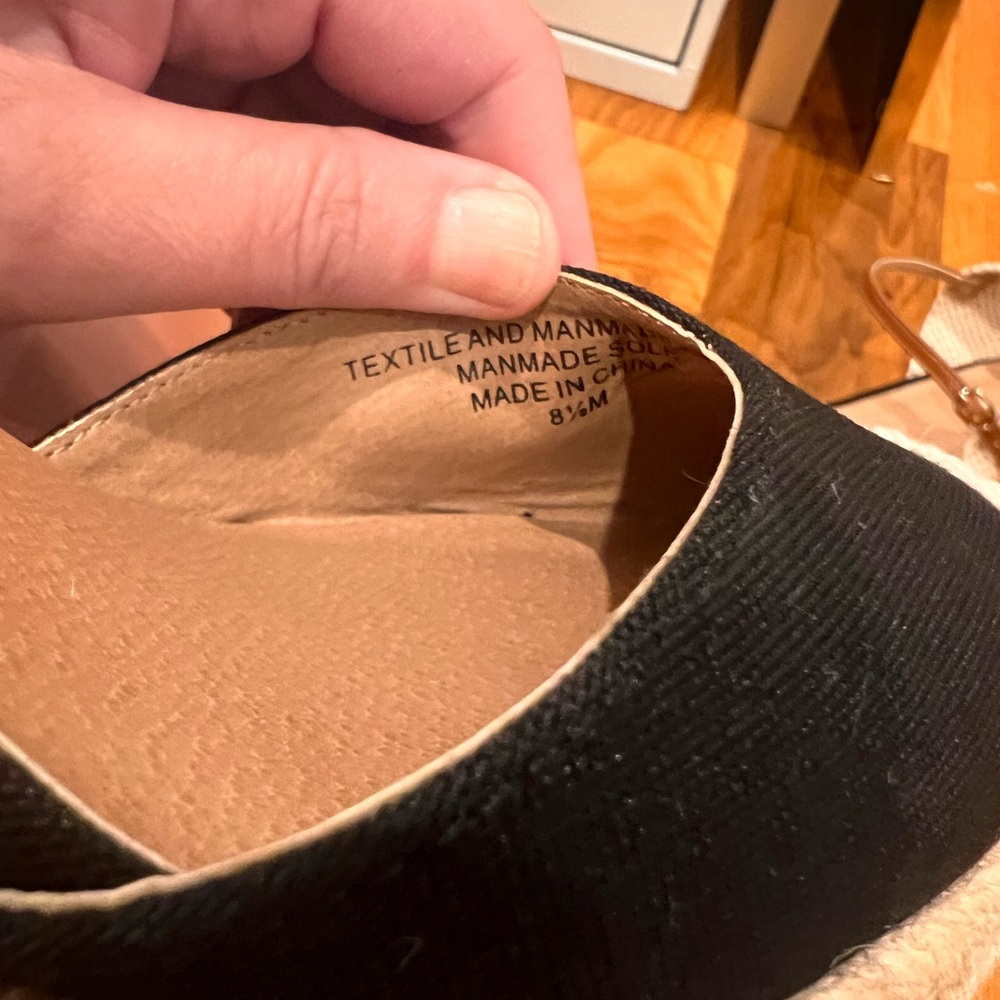 Espadrille Wedges | Size 8.5 | Black with natural and cognac - Picture 11 of 12
